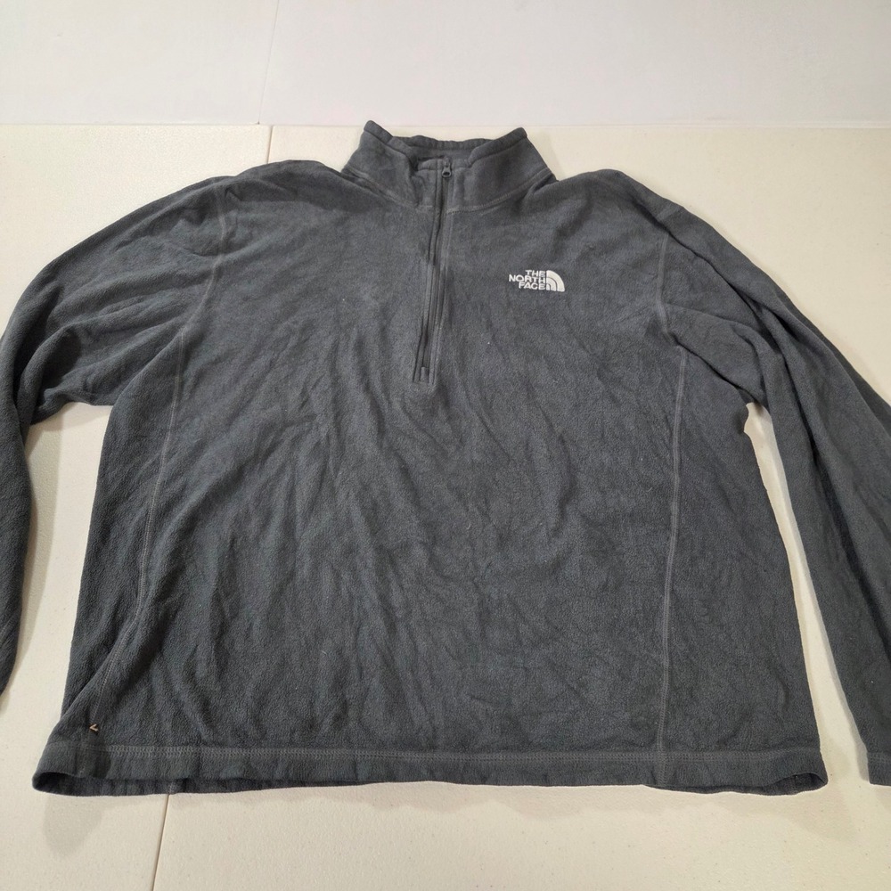 The North Face Mens Gray 1/4 Zip Fleece Pullover Sweater Large Logo